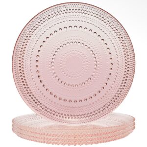 Rosé Royale Pink Hobnail Glass Plate - 4pk